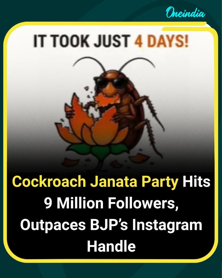 Cockroach Janata Party has crossed the 9 million follower mark on Instagram, overtaking the official handle of Bharatiya Janata Party on the platform. The page, known for its viral memes, satire, and youth-driven content, continues to gain massive popularity across social media, sparking widespread online discussion.