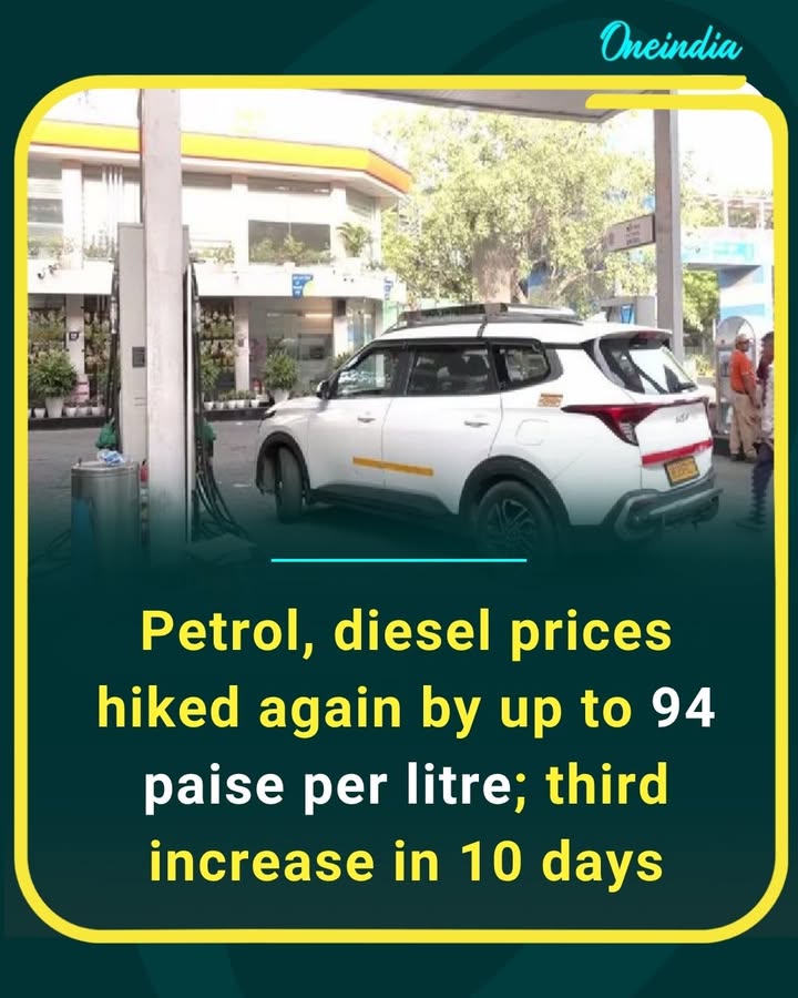 Fuel prices are on the rise again Petrol and diesel rates have been hiked by up to 94 paise per litre, marking the third increase in just 10 days and adding more pressure on commuters across the country.