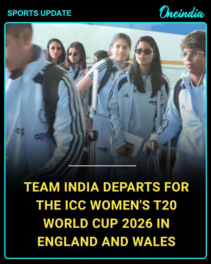Team India is all set for the big challenge! 
The Indian women’s squad departs for England & Wales to begin their ICC Women’s T20 World Cup 2026 campaign with high hopes and fearless spirit.