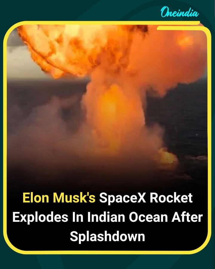 A SpaceX rocket operated by Elon Musk exploded after completing its mission and splashing down in the Indian Ocean. The dramatic incident occurred during post-landing recovery operations, sending massive flames and debris into the air. Despite the explosion, the mission had successfully completed key objectives before the unexpected setback.
