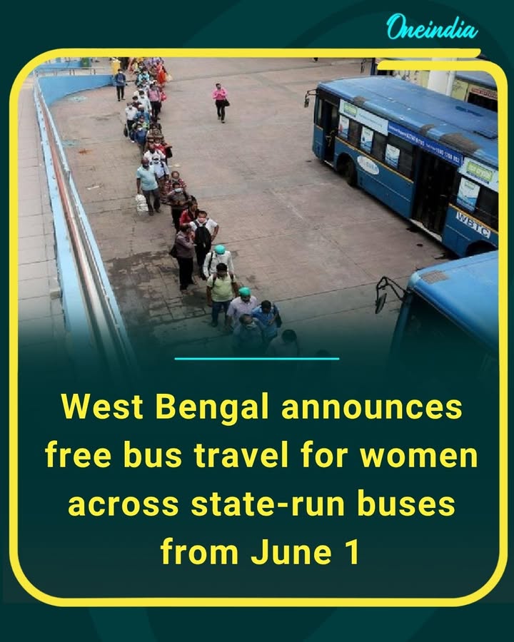 Women in West Bengal can now travel free on all state-run buses from June 1, bringing major relief to daily commuters across the state.