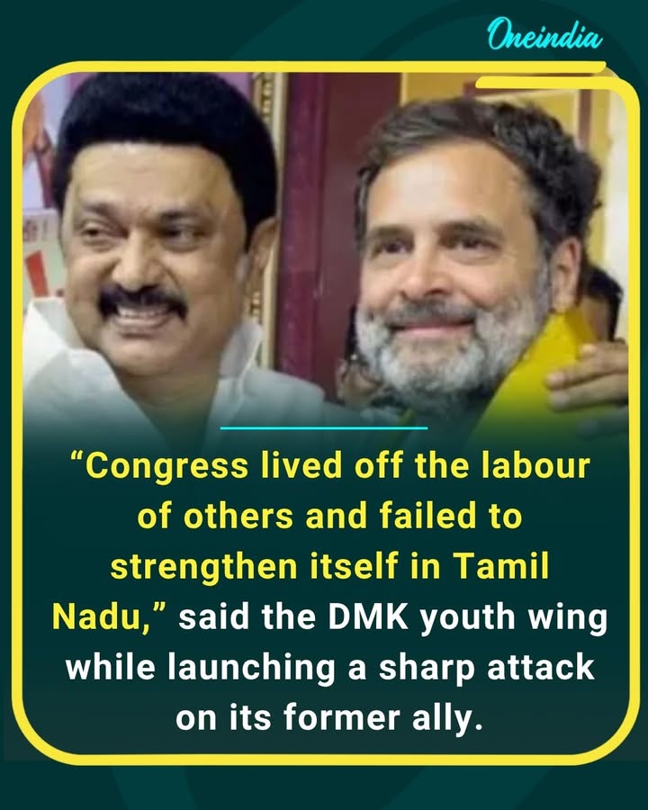 The DMK youth wing intensified its criticism of Congress, accusing the party of depending on regional allies for survival instead of building its own grassroots strength in Tamil Nadu. The remarks have sparked fresh political tension between the former alliance partners.