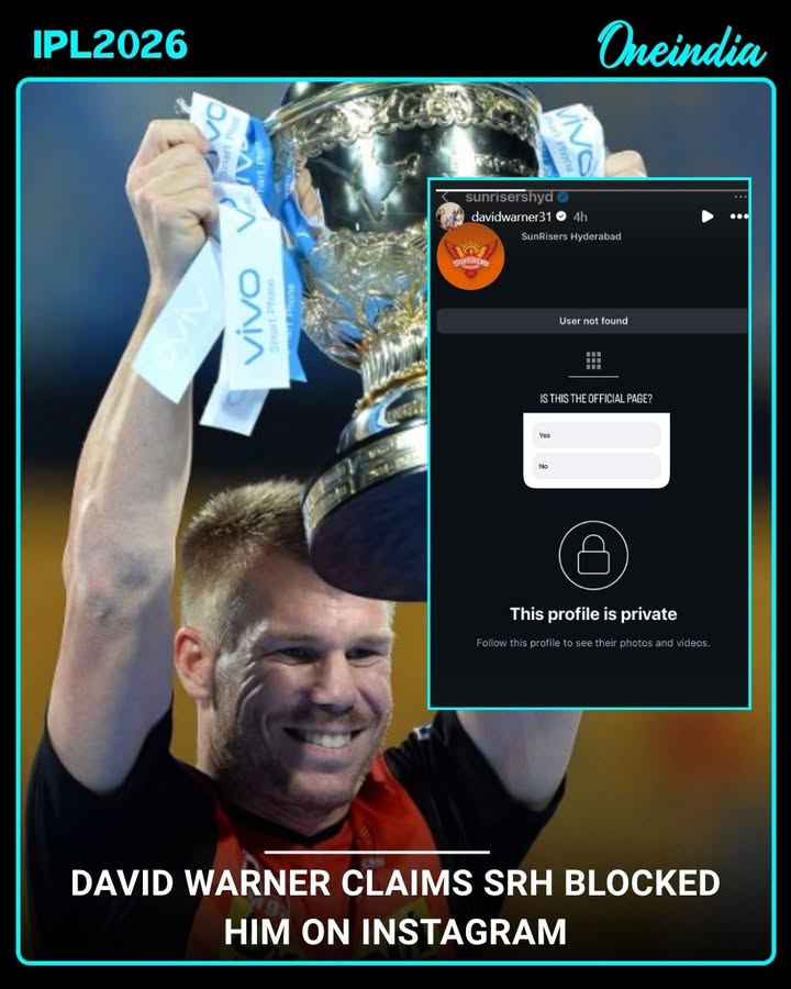 David Warner stirred social media after sharing an Instagram story claiming that the official account of Sunrisers Hyderabad had blocked him. The post quickly went viral among cricket fans, reigniting discussions about Warner’s past association with the franchise.