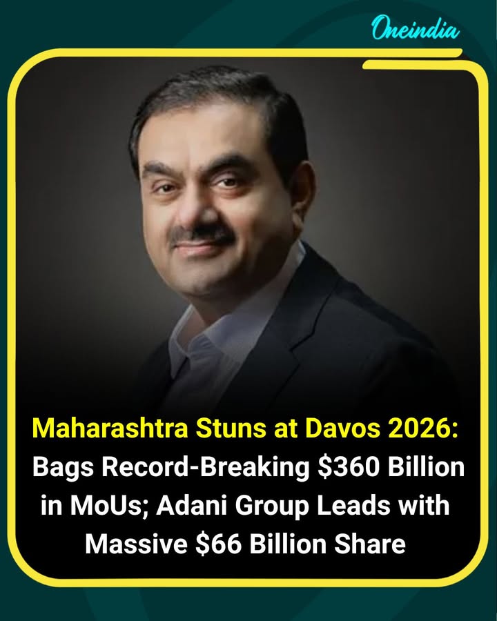 Maharashtra made headlines at the World Economic Forum Annual Meeting 2026 by securing a record-breaking $360 billion worth of MoUs. Adani Group emerged as the biggest contributor with commitments worth nearly $66 billion, highlighting the state’s growing appeal as a global investment destination.
