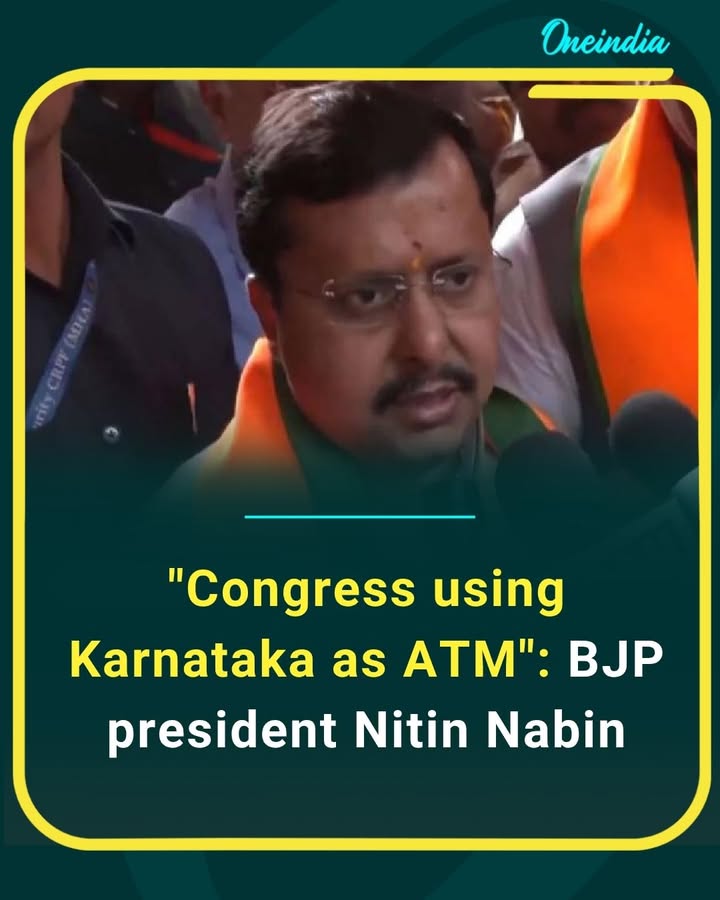 Karnataka has become the Congress party’s “ATM” — BJP president Nitin Nabin launches sharp attack ahead of key political battles.