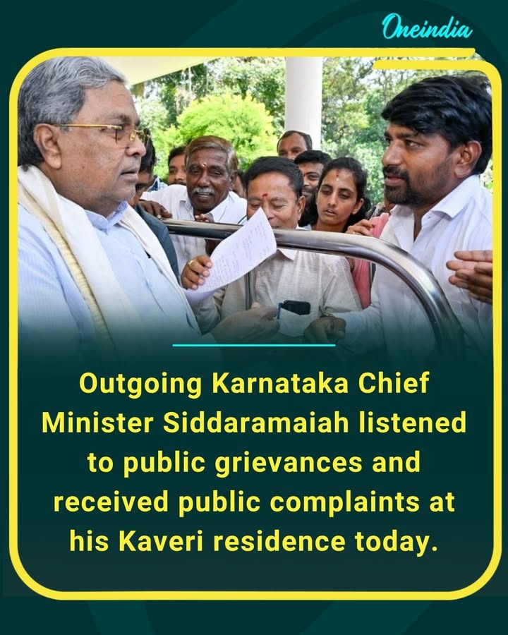 Siddaramaiah Hears Public Concerns at Kaveri Residence
Outgoing Karnataka Chief Minister Siddaramaiah met citizens at his Kaveri residence today, listening to public grievances and receiving complaints from people seeking solutions to various issues.