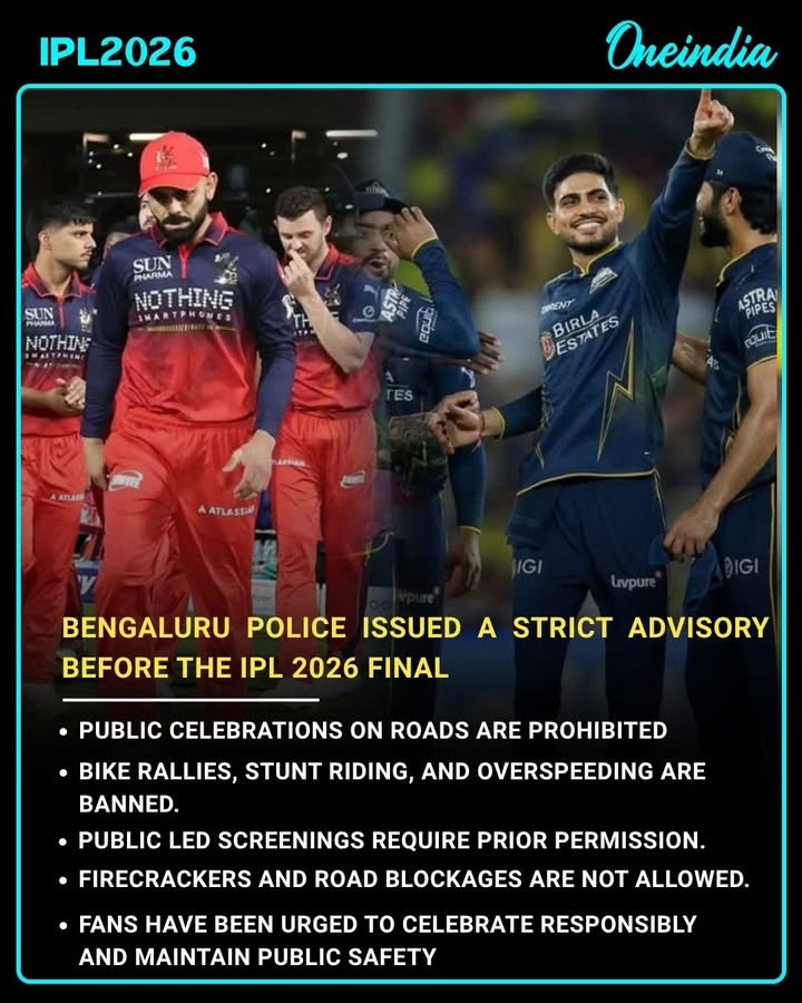 The advisory comes amid heightened security measures ahead of the final between Royal Challengers Bengaluru and Gujarat Titans