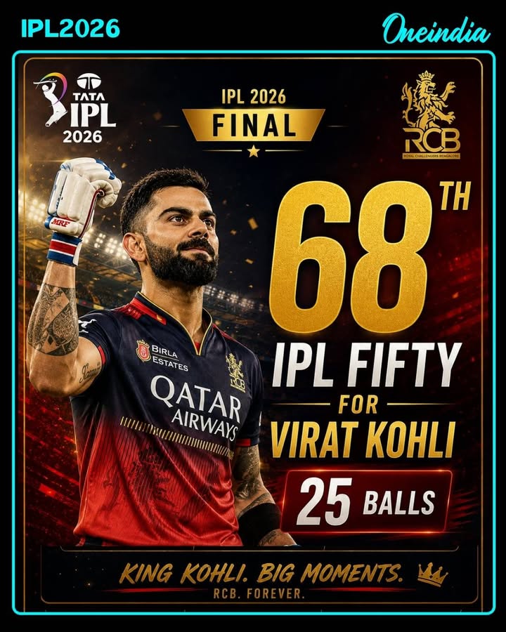 Virat Kohli Smashes His 68th IPL Fifty in the Grand Final, The fastest fifty in TATA IPL career
