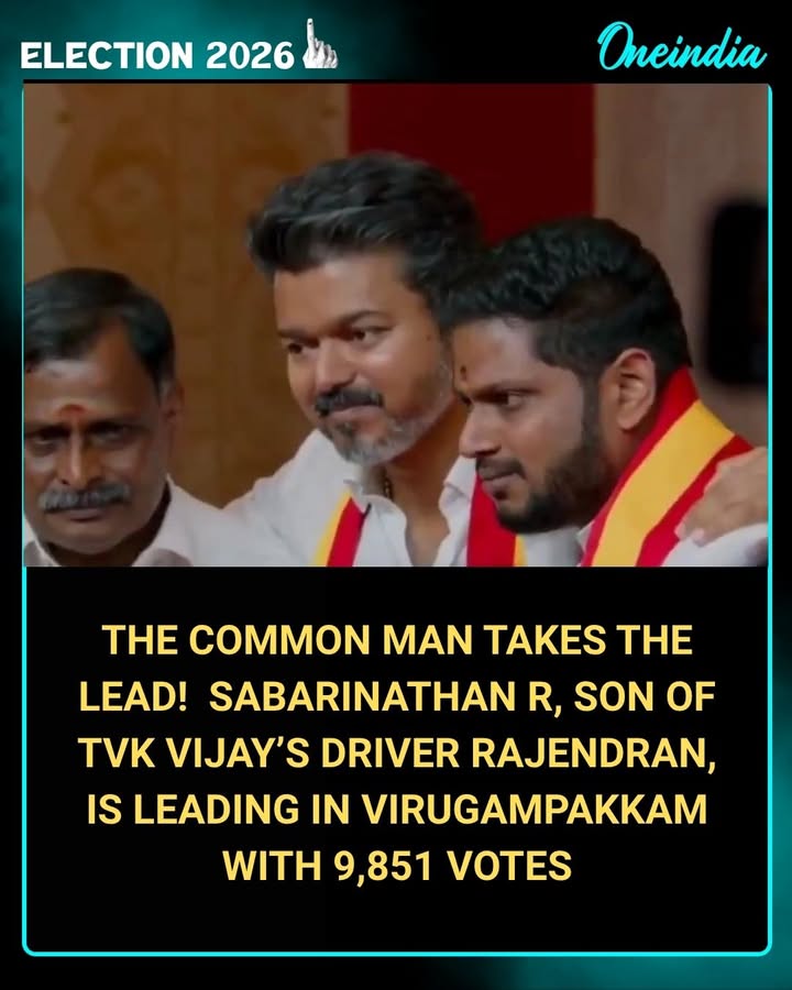 Sabarinathan R is leading in Virugampakkam with 9,851 votes at the end of Round 3! This is the true success of Thalapathy Vijay’s vision—power to the common man.