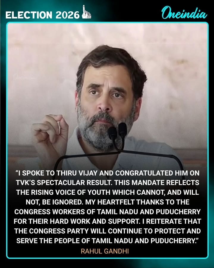 Rahul Gandhi Congratulates Vijay on TVK’s Big Win