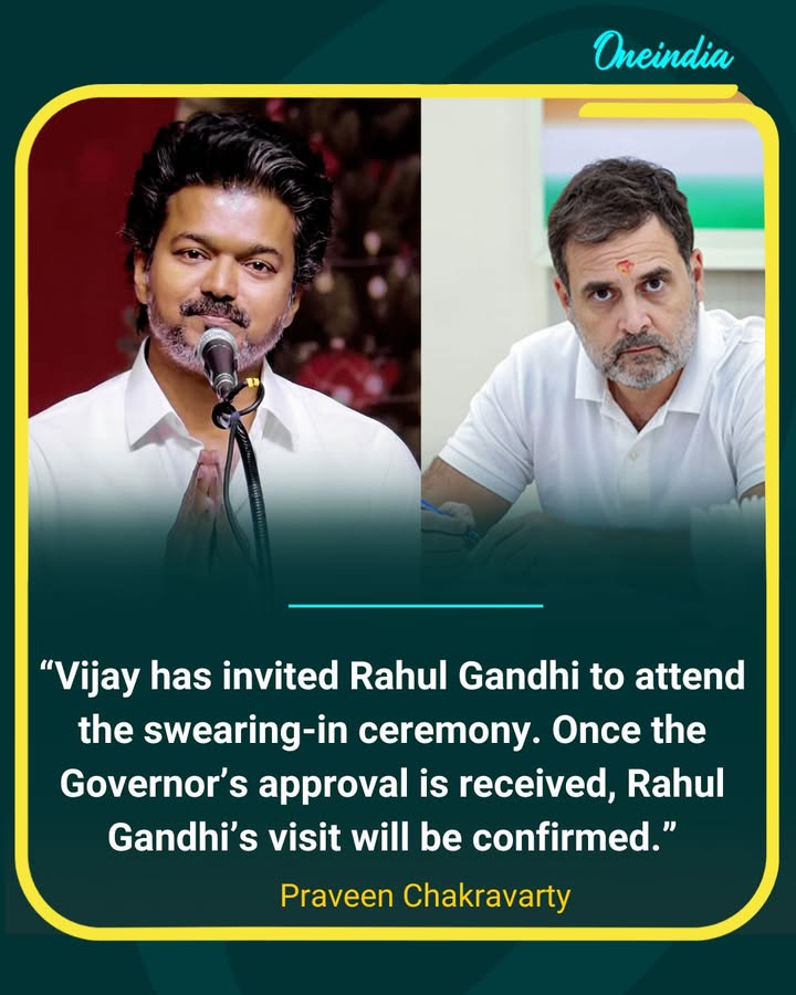 Vijay invites Rahul Gandhi to swearing-in ceremony