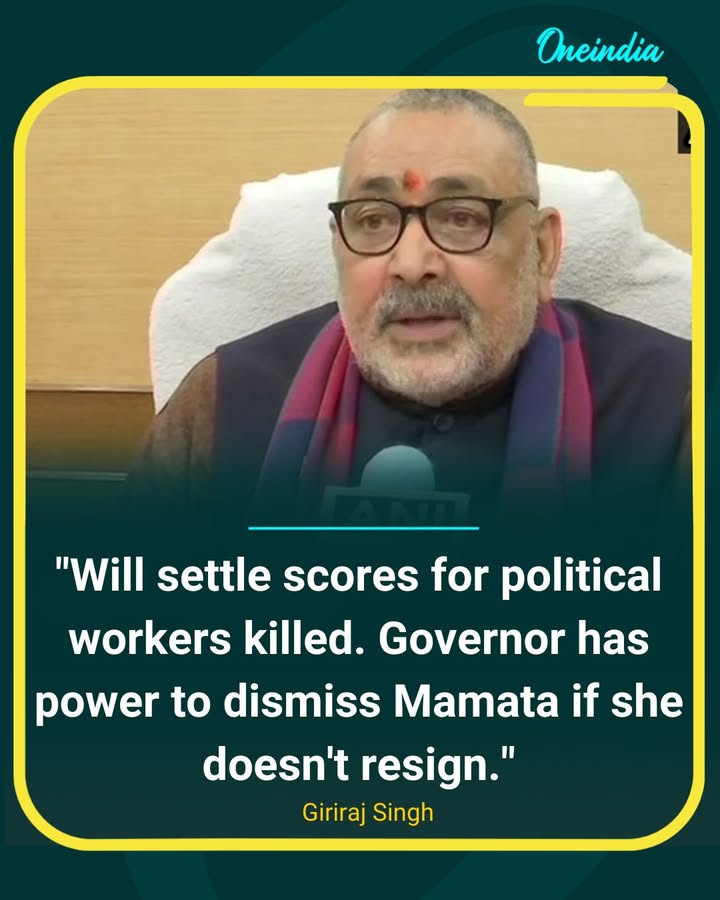 Giriraj Singh Launches Sharp Attack on Mamata Banerjee Over Bengal Violence