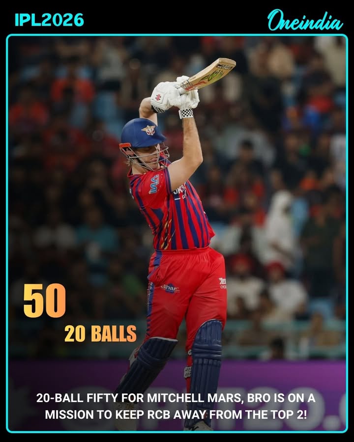 Mitchell Marsh Smashes 20-Ball Fifty to Shake Up RCB’s Top-Two Hopes