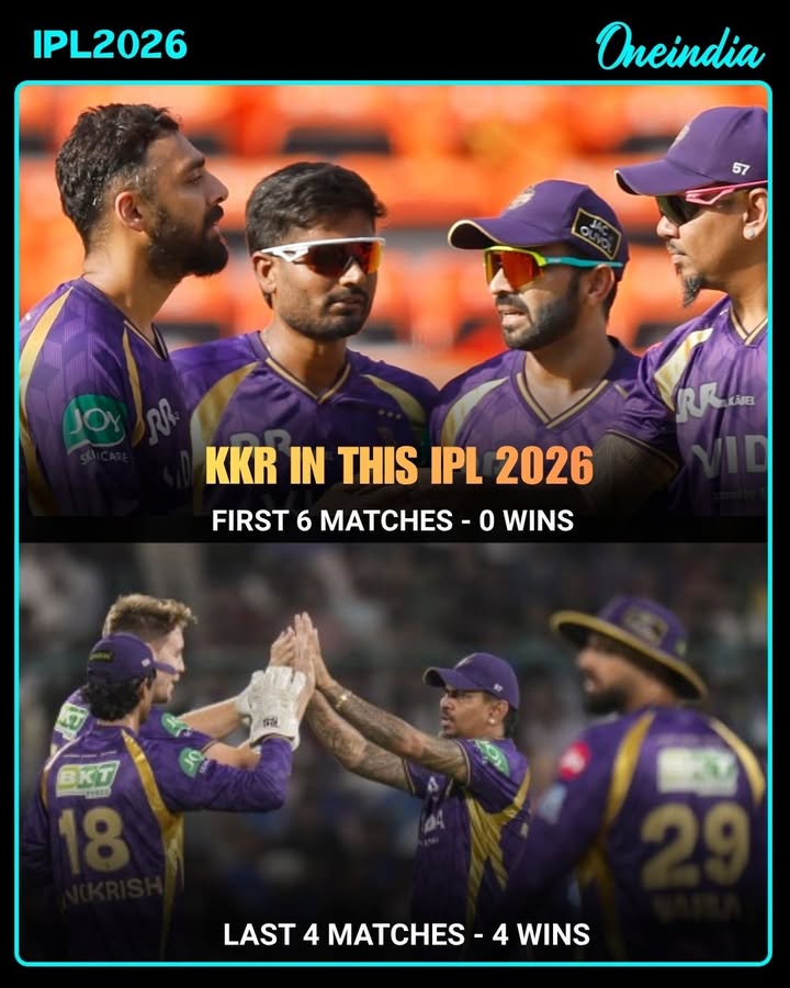 From 0 Wins in 6 Matches to 4 Straight Victories — Kolkata Knight Riders Roar Back