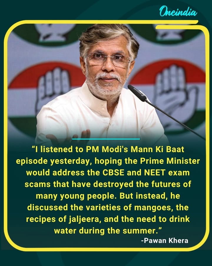 Many listeners tuned in expecting a discussion on concerns surrounding major examinations and the challenges faced by students. Instead, the conversation focused on seasonal topics like hydration, traditional drinks, and mangoes.
The contrast has triggered a wider discussion on what issues deserve attention on a national platform.-Pawan Khera