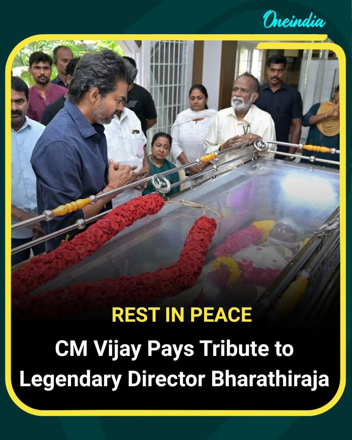 Vijay paid heartfelt tributes to legendary filmmaker Bharathiraja, remembering his immense contribution to Tamil and Indian cinema.