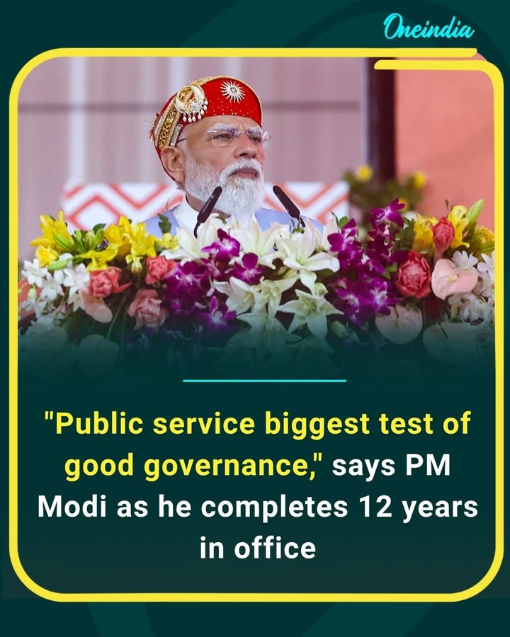 As he completes 12 years in office, PM Modi said that public service is the biggest test of good governance, emphasizing accountability, dedication, and citizen-centric development.