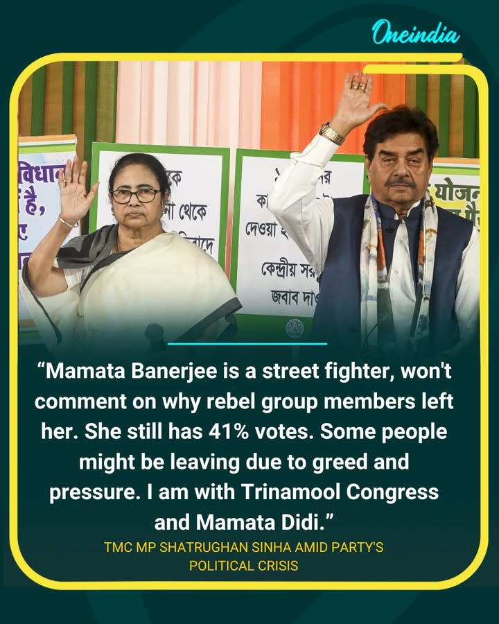 Shatrughan Sinha Backs Mamata Banerjee Amid TMC Political Turmoil