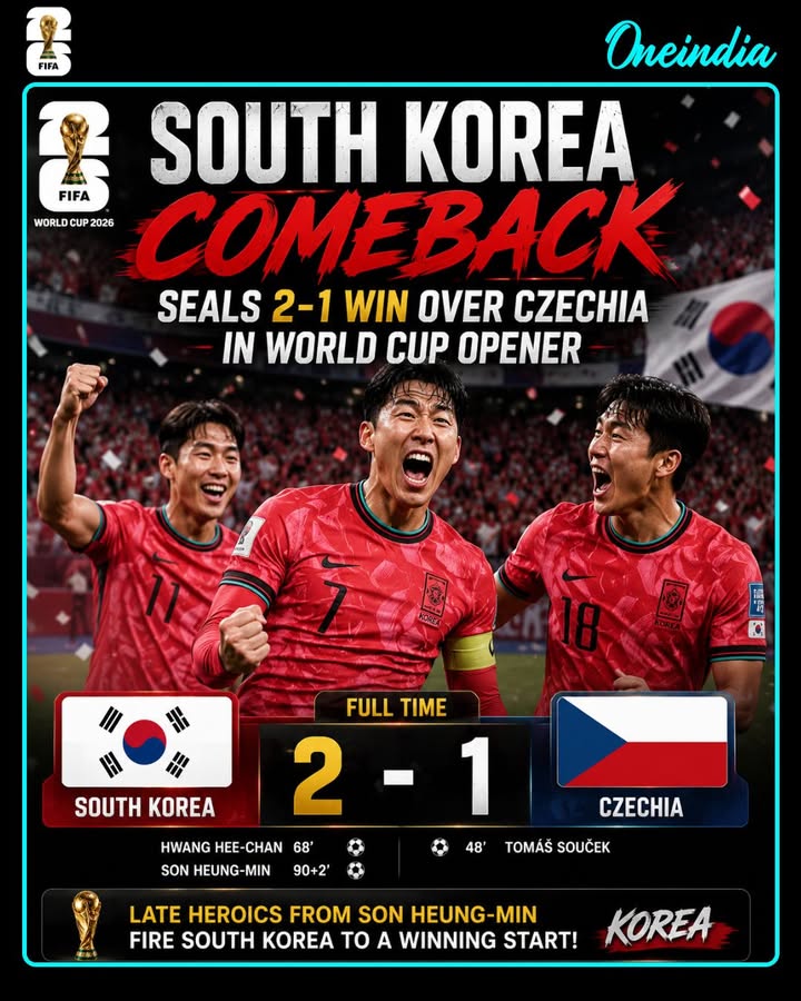 South Korea kicked off their FIFA World Cup campaign in style, coming from behind to defeat Czechia 2-1 in their opening match.