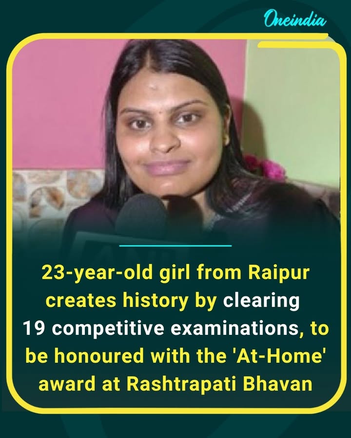 From determination to distinction! A 23-year-old woman from Raipur has achieved an extraordinary milestone by clearing 19 competitive examinations, earning recognition at the prestigious Rashtrapati Bhavan. Her journey is an inspiration for millions of aspirants across the country.