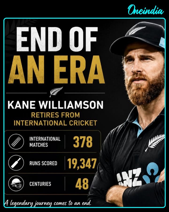 A Legend Signs Off 
New Zealand great Kane Williamson has announced his retirement from international cricket, bringing an end to a remarkable 16-year journey. From leading the Black Caps to World Test Championship glory to becoming their highest international run-scorer, Williamson leaves behind a legacy built on class, consistency, and humility.