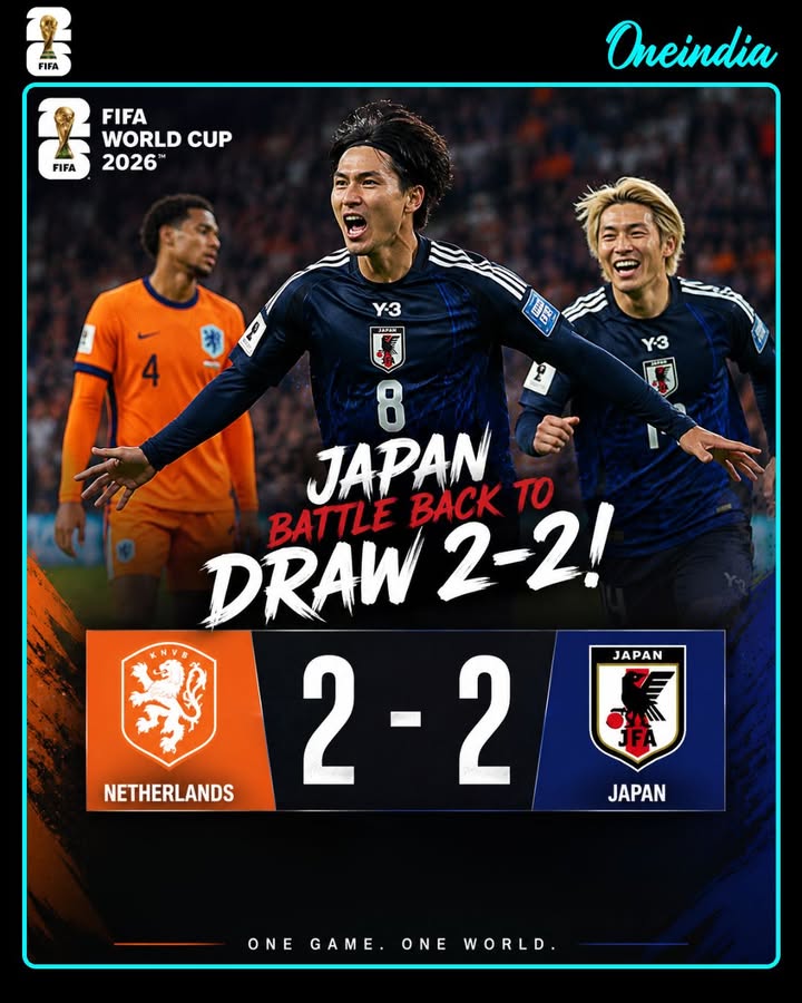 Japan produced a spirited comeback performance to earn a hard-fought 2-2 draw against the Netherlands in their FIFA World Cup 2026 Group F clash. After falling behind, the Samurai Blue showed determination and composure to battle back, securing a crucial point and keeping their knockout-stage hopes firmly on track.