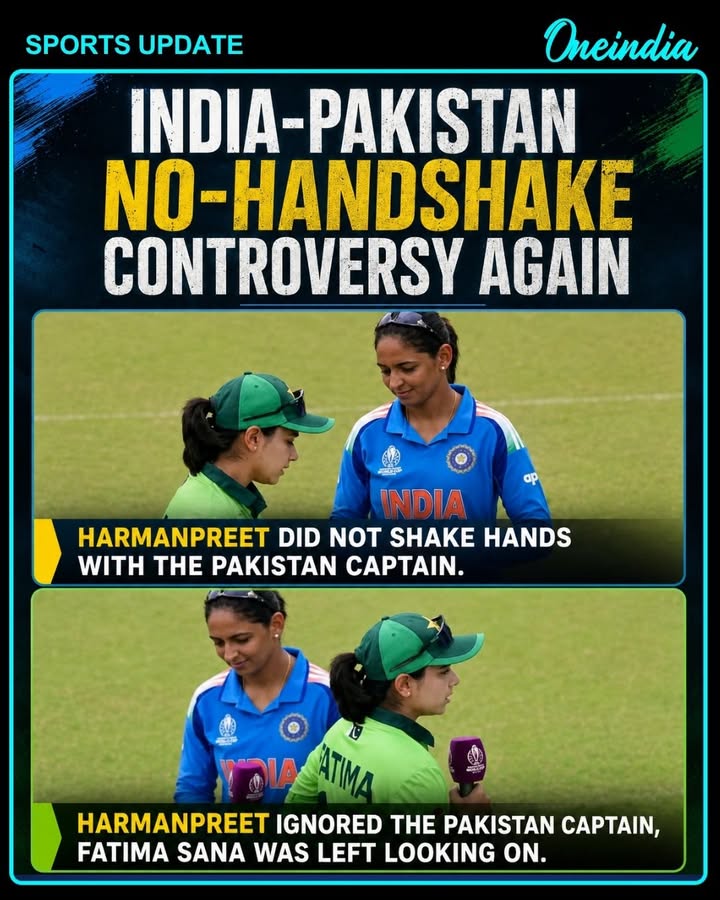 India captain Harmanpreet Kaur and Pakistan skipper Fatima Sana has sparked fresh debate on social media. Cameras appeared to show Harmanpreet walking past without shaking hands, leaving Fatima Sana looking on as the incident quickly became a major talking point among cricket fans.
