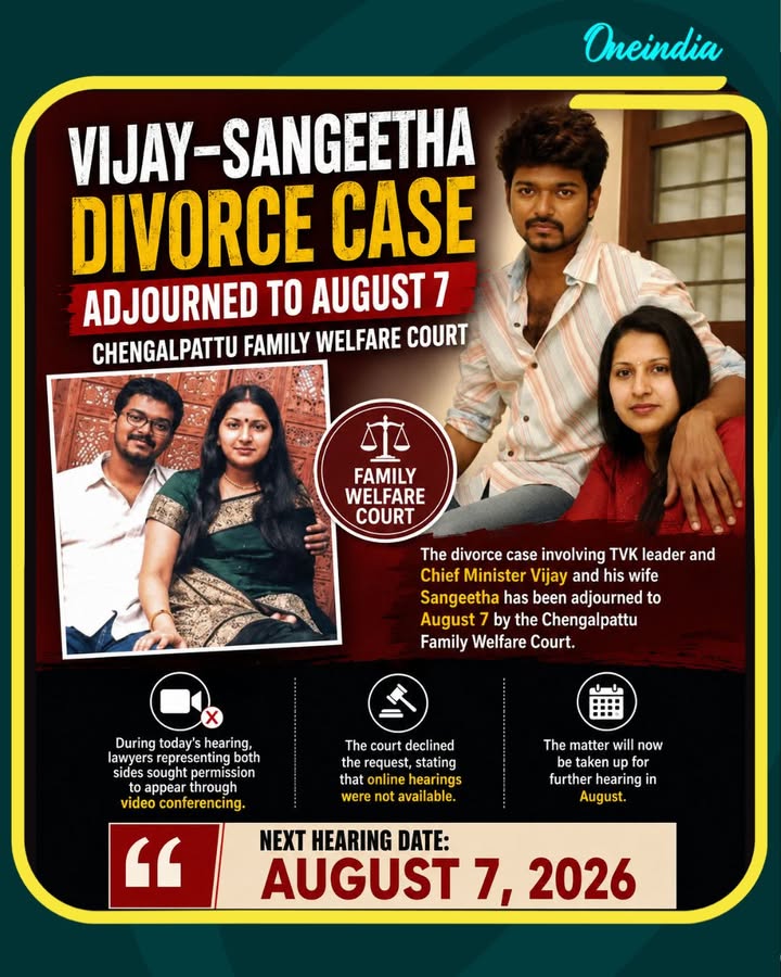 Vijay-Sangeetha Divorce Case Adjourned, Next Hearing on August 7