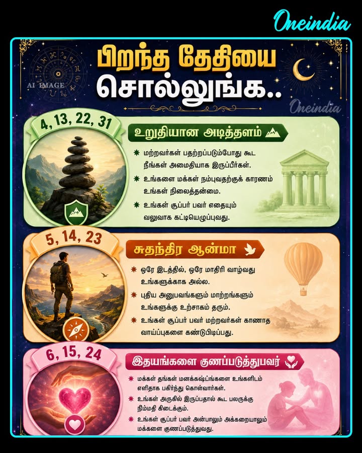 உங்க பிறந்த தேதியை சொல்லுங்க.. உங்களோட சூப்பர் பவர் என்னன்னு சொல்றோம்..