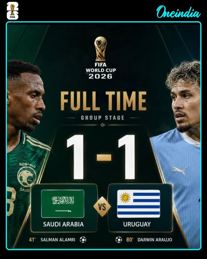 Honours even at the final whistle!
Saudi Arabia and Uruguay share the spoils after a hard-fought 1-1 draw in their FIFA World Cup 2026 Group Stage clash. Both sides take a point as the battle for qualification heats up