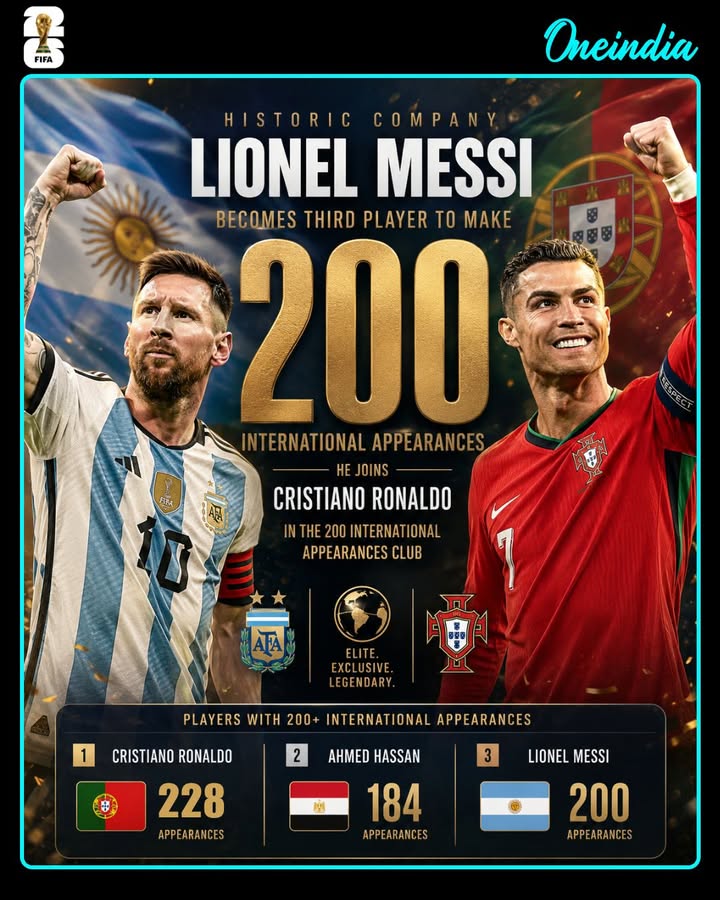 Lionel Messi Reaches Historic 200 International Appearances for Argentina