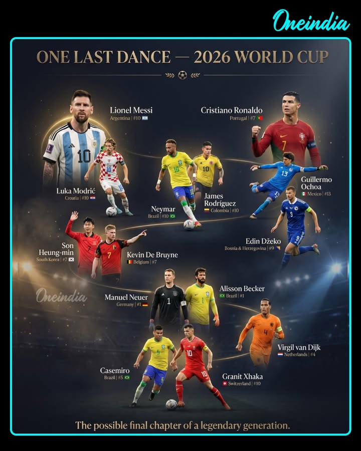 An era that defined world football could be nearing its final chapter. From Messi and Ronaldo to Modrić, Neymar, and De Bruyne, the 2026 World Cup may be the last dance for some of the greatest players of this generation. One final chance to witness legends on football’s biggest stage