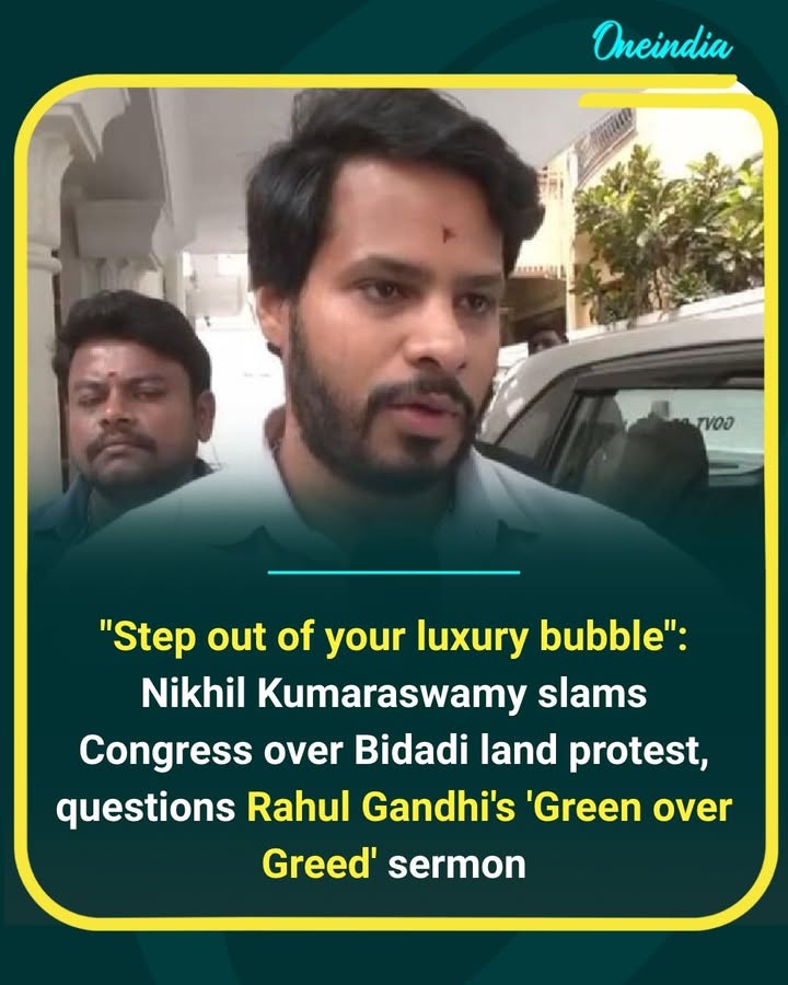 Nikhil Kumaraswamy takes on Congress over the Bidadi land protest, urging leaders to step beyond political optics and address development concerns on the ground. The war of words over land, growth, and environmental priorities continues to intensify.