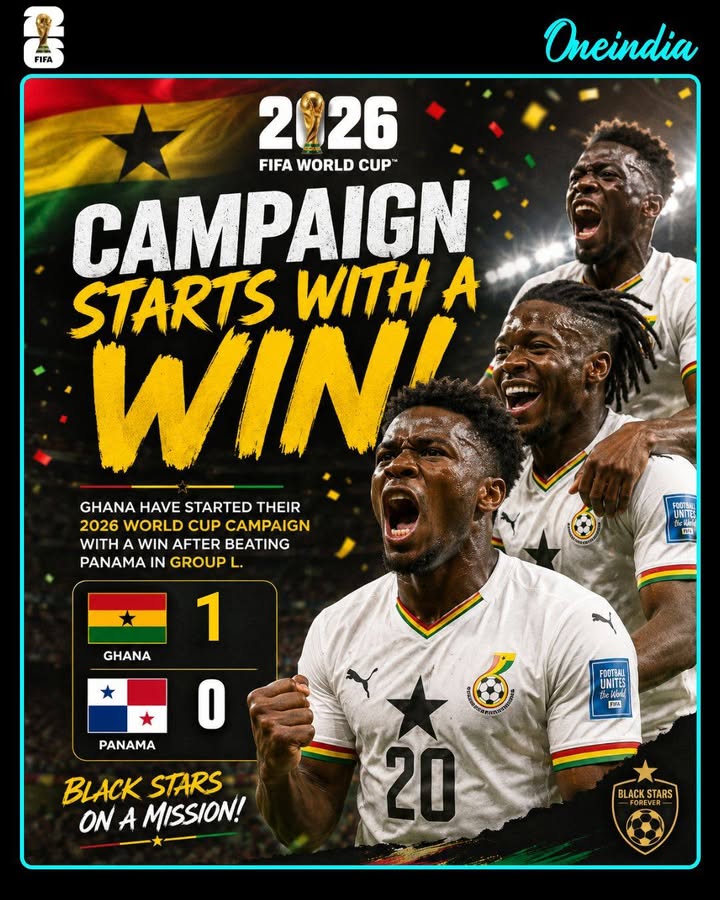Ghana kicked off their FIFA World Cup 2026 campaign on a positive note, defeating Panama 1-0 in a tightly contested Group L encounter. The victory gives the Black Stars an early boost in the standings and valuable momentum as they prepare for tougher challenges ahead in the tournament.