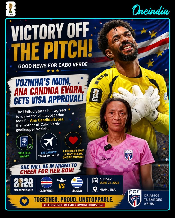 Ana Candida Evora, mother of Vozinha, will be able to travel to the United States after Washington agreed to waive her visa application fees, according to Hakeem Jeffries. The decision paves the way for an emotional moment as she watches her son represent Cape Verde against Uruguay in their Group H match at the 2026 FIFA World Cup in Miami on June 21.
