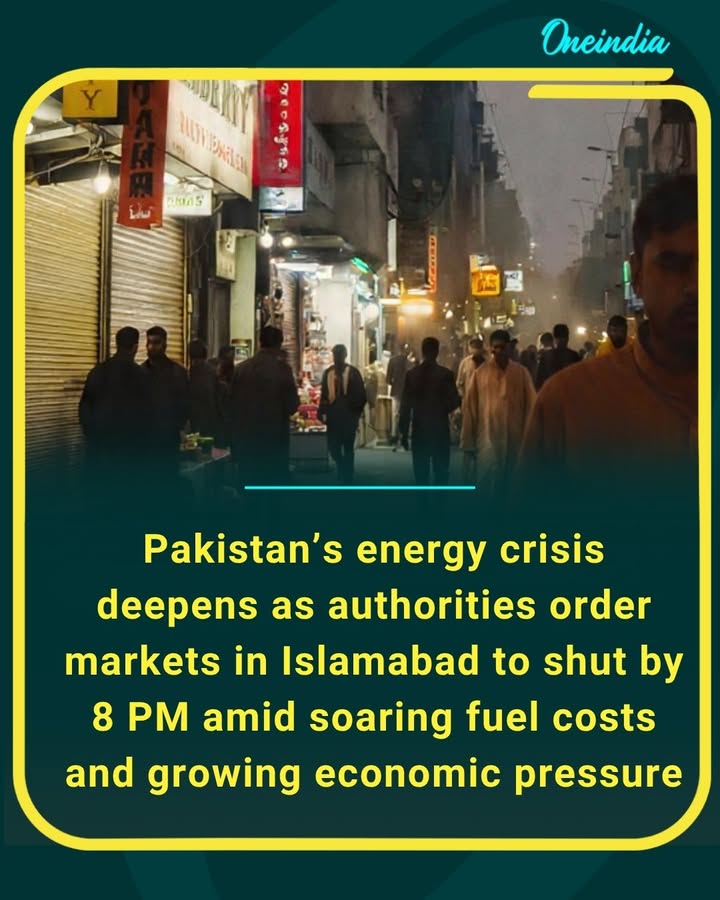 Facing rising fuel costs and a worsening energy crunch, Pakistan has directed markets and commercial establishments to shut by 8 PM. The move aims to reduce energy consumption as authorities grapple with mounting economic and power sector challenges.