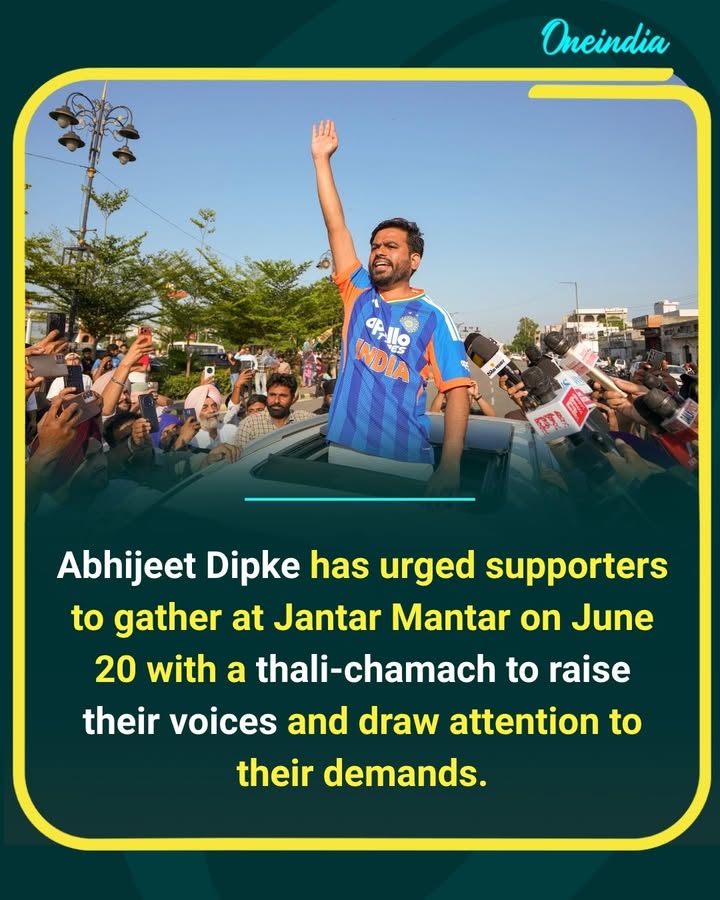 Abhijeet Dipke has urged supporters to gather at Jantar Mantar on June 20 carrying thalis and spoons, saying the symbolic protest is meant to amplify public voices and highlight their demands.