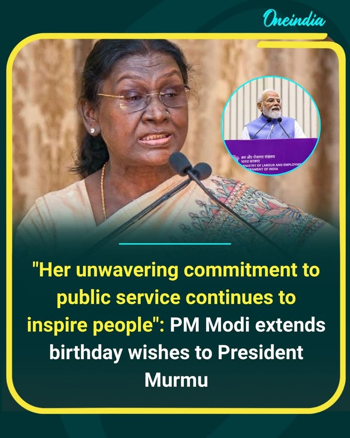 Prime Minister Narendra Modi conveyed his heartfelt greetings to President Droupadi Murmu, highlighting her inspiring journey and continued commitment to serving the people of India.