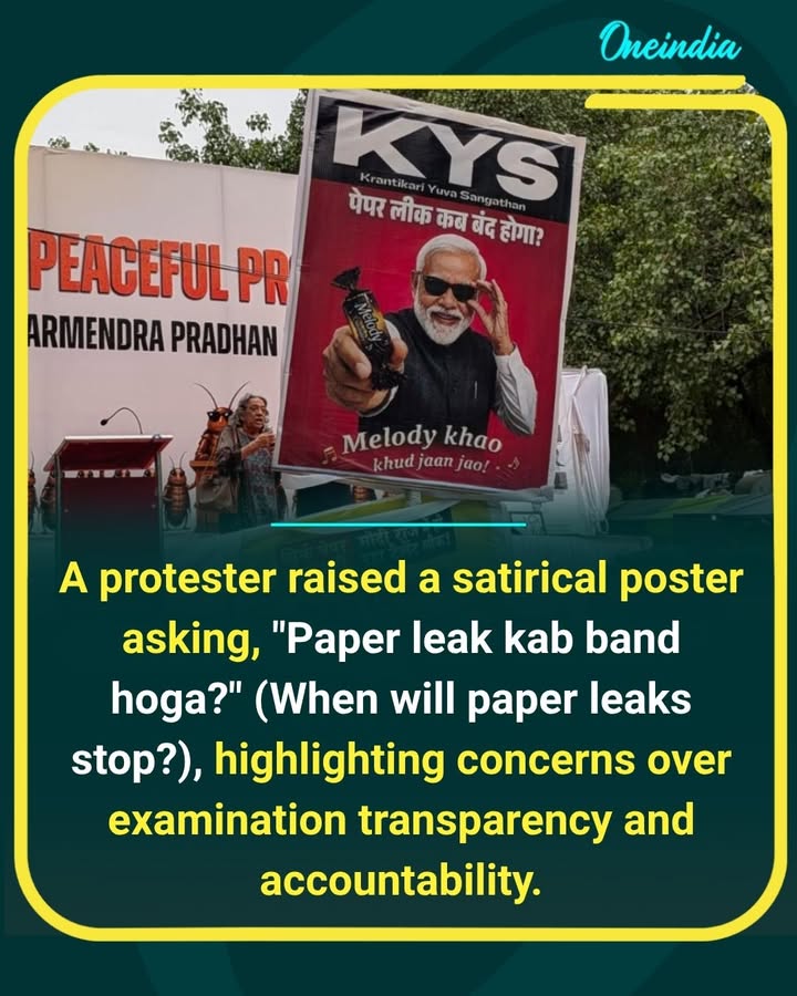 A unique protest highlighting concerns over exam paper leaks and recruitment irregularities. Demonstrators used creative posters and messages to demand accountability, transparency, and fair opportunities for students and job aspirants.