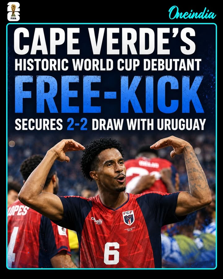 Cape Verde produced another major World Cup shock, recovering from 2-1 down to draw 2-2 with Uruguay at Miami Stadium, as Kevin Pina scored the nation’s first World Cup goal. Helio Varela came off the bench to equalise after Maxi Araujo’s goal and assist had moved Uruguay into a strong position in this Group H clash. This result followed Cape Verde’s 0-0 draw with European champions Spain, leaving the tournament debutants well placed. Cape Verde sit third in Group H with two points, level with second-placed Uruguay. Cape Verde now face Saudi Arabia in their final group match, while Uruguay prepare for a high-pressure meeting with Spain.