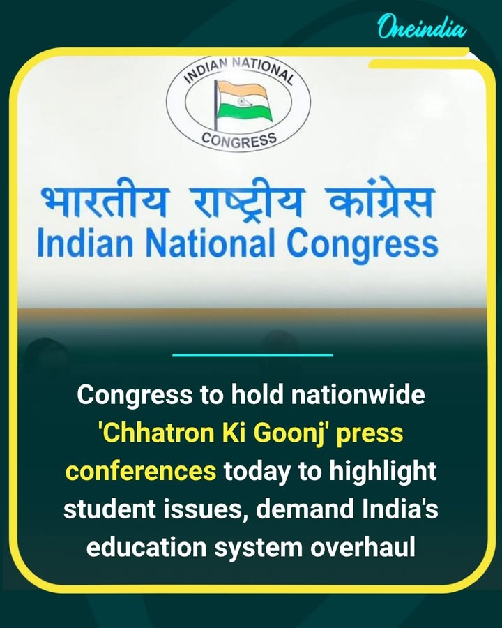 Congress will hold nationwide ‘Chhatron Ki Goonj’ press conferences today, raising student concerns and calling for major reforms in India’s education system.