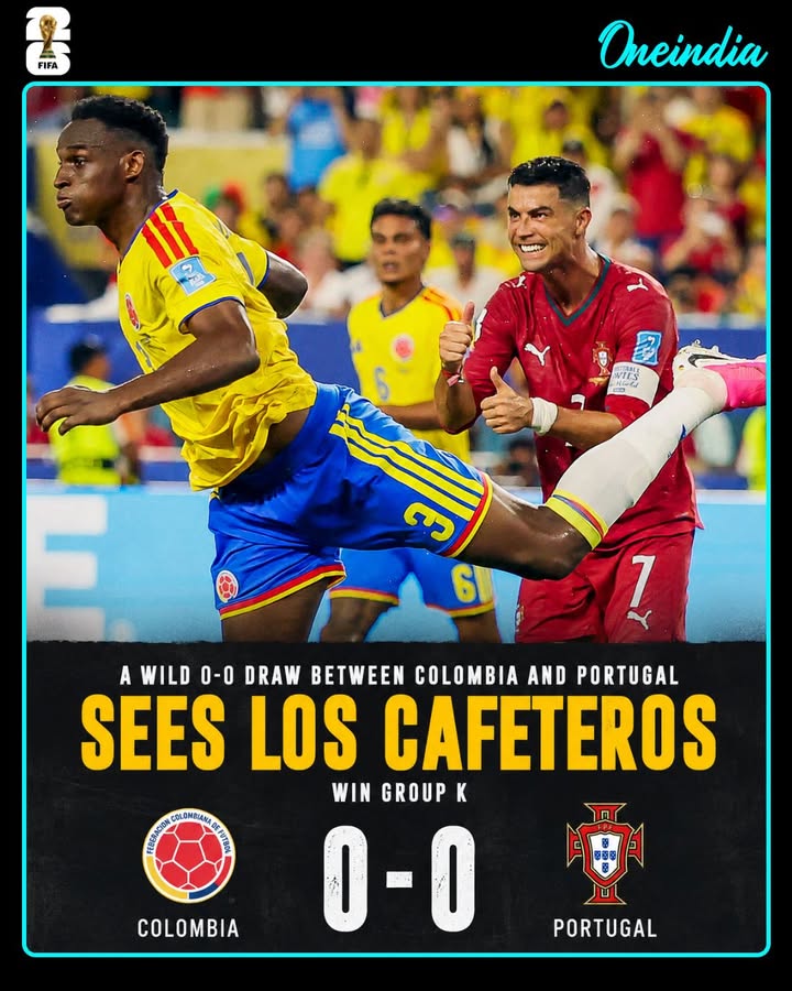 A tense 0-0 draw between Colombia and Portugal was enough for Los Cafeteros to finish top of Group K. Colombia sealed first place with a disciplined defensive display and advanced to the knockout stage as group winners.