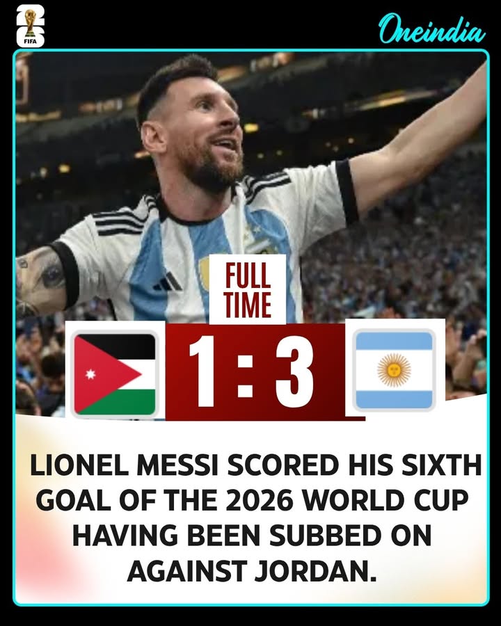Lionel Messi came off the bench to score his sixth goal of the 2026 FIFA World Cup as Argentina defeated Jordan 3-1 in their final Group J match. The reigning champions finished the group stage with another convincing win and now head into the knockout rounds full of confidence.