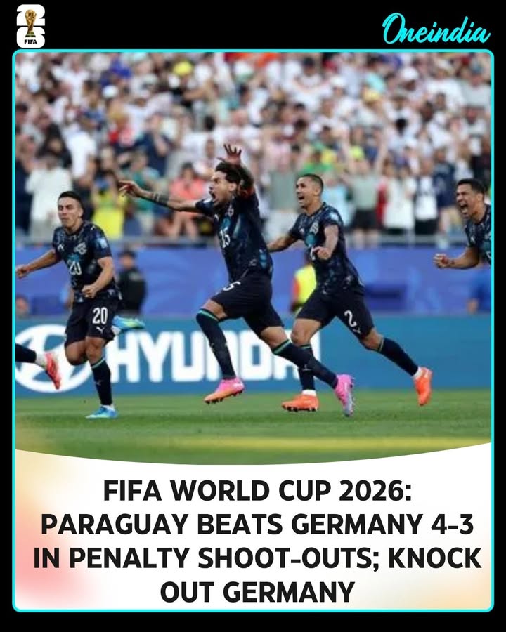 Paraguay pulled off one of the biggest upsets of the FIFA World Cup 2026, defeating Germany 4-3 in a dramatic penalty shoot-out after the match ended 1-1 in regulation and extra time. The victory sends Paraguay into the Round of 16, while four-time champions Germany bow out of the tournament in heartbreaking fashion.