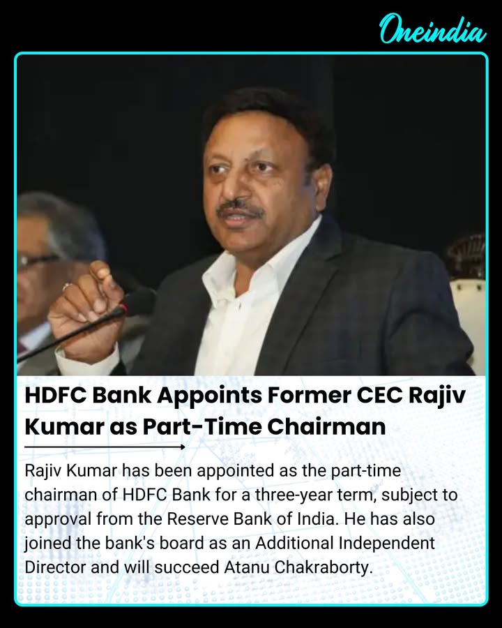HDFC Bank Picks Rajiv Kumar as New Part-Time Chairman