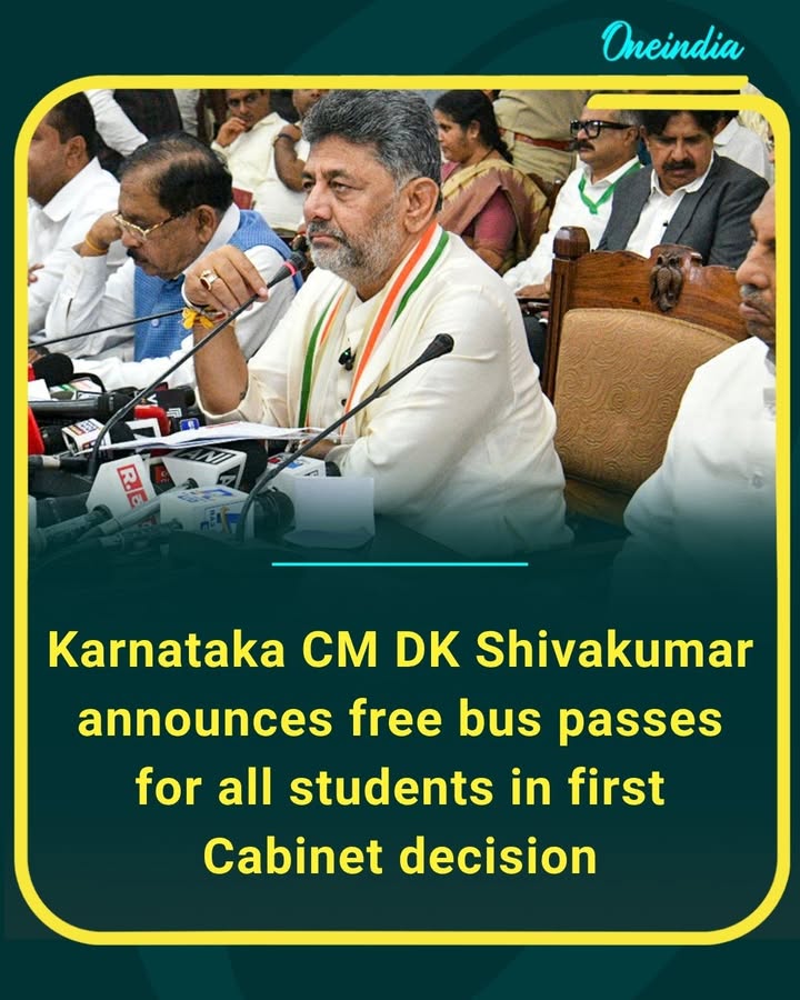 In its first Cabinet decision, CM DK Shivakumar announced free bus passes for all students, aiming to make daily travel easier and more affordable across the state.
