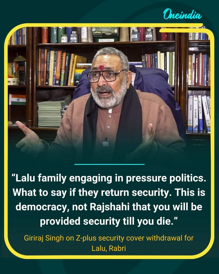 Giriraj Singh Targets Lalu Family Over Z-Plus Security Withdrawal Row
