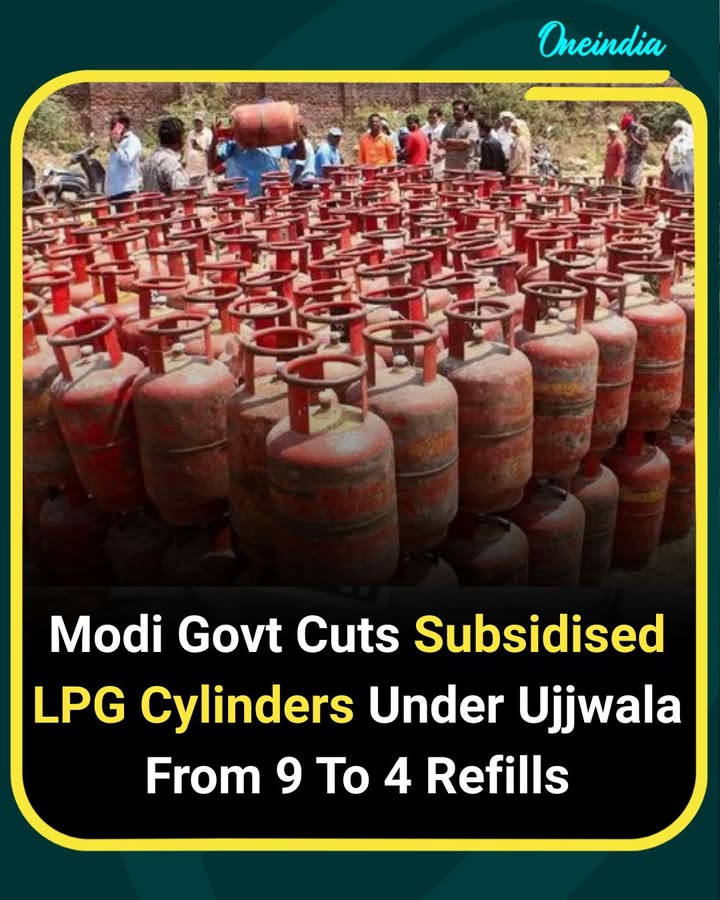 The government has reduced the number of subsidised LPG cylinder refills under the Pradhan Mantri Ujjwala Yojana from 9 per year to 4. The move is expected to impact millions of low-income households who depend on affordable cooking gas.