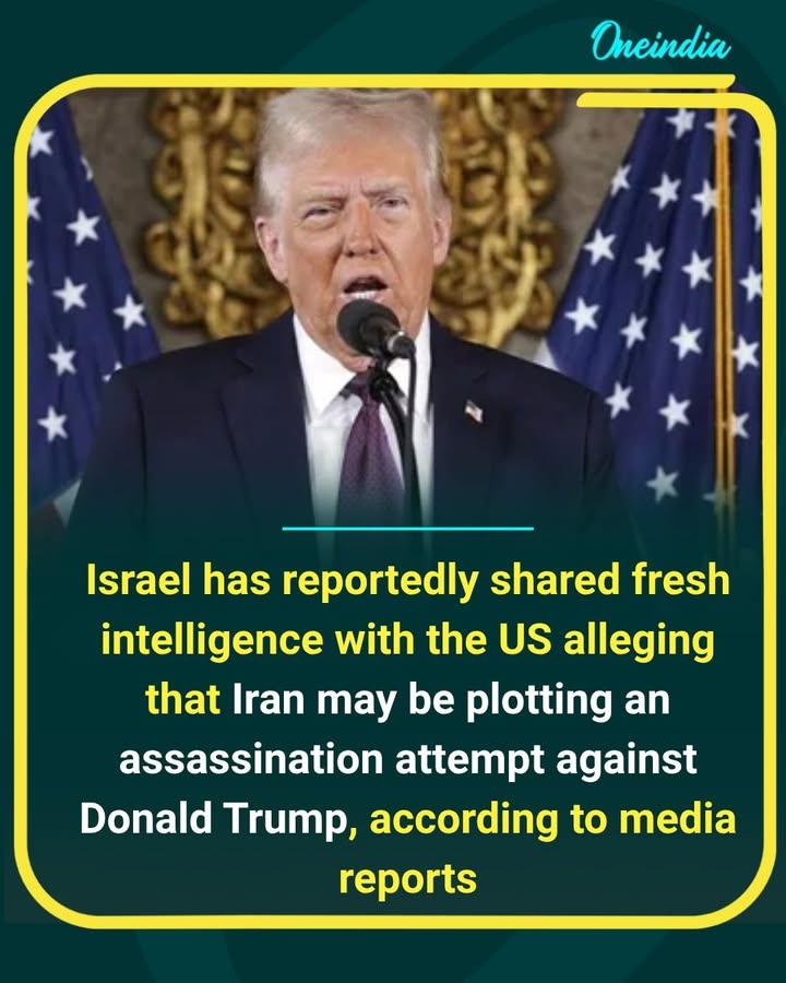 Israel has reportedly shared fresh intelligence with the United States, claiming Iran may be planning an assassination attempt on President Donald Trump, according to media reports. The alleged threat comes amid heightened tensions in the Middle East, though the claims have not been independently verified.
