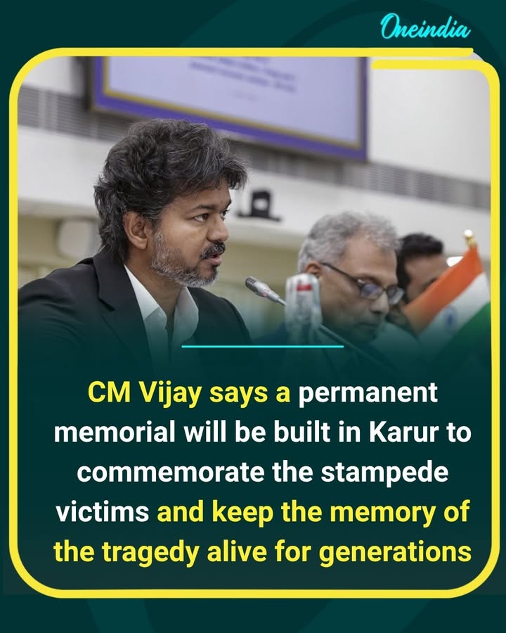 A lasting tribute to those who lost their lives. Vijay announces a permanent memorial in Karur to honor the victims of the tragic stampede and preserve their memory for future generations